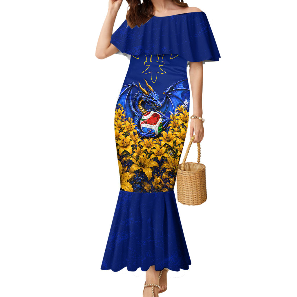 Personalized Bosnia Herzegovina Dragon Soccer Mermaid Dress Football Golden Lily Bosnian Flag Cheering Fans