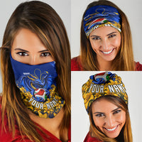 Personalized Bosnia Herzegovina Dragon Soccer Neck Gaiter Football Golden Lily Bosnian Flag Cheering Fans