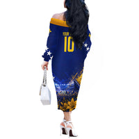 Personalized Bosnia Herzegovina Dragon Soccer Off The Shoulder Long Sleeve Dress Football Golden Lily Bosnian Flag Cheering Fans