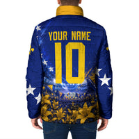 Personalized Bosnia Herzegovina Dragon Soccer Padded Jacket Football Golden Lily Bosnian Flag Cheering Fans