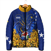 Personalized Bosnia Herzegovina Dragon Soccer Padded Jacket Football Golden Lily Bosnian Flag Cheering Fans