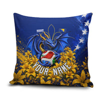 Personalized Bosnia Herzegovina Dragon Soccer Pillow Cover Football Golden Lily Bosnian Flag Cheering Fans