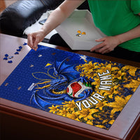 Personalized Bosnia Herzegovina Dragon Soccer Puzzle Football Golden Lily Bosnian Flag Cheering Fans