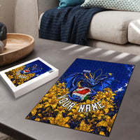 Personalized Bosnia Herzegovina Dragon Soccer Puzzle Football Golden Lily Bosnian Flag Cheering Fans