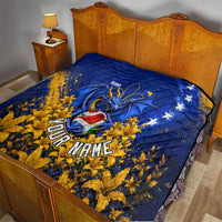 Personalized Bosnia Herzegovina Dragon Soccer Quilt Football Golden Lily Bosnian Flag Cheering Fans