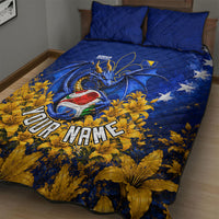 Personalized Bosnia Herzegovina Dragon Soccer Quilt Bed Set Football Golden Lily Bosnian Flag Cheering Fans