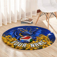 Personalized Bosnia Herzegovina Dragon Soccer Round Carpet Football Golden Lily Bosnian Flag Cheering Fans