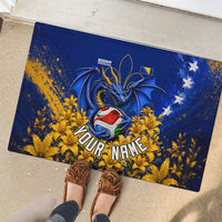 Personalized Bosnia Herzegovina Dragon Soccer Rubber Doormat Football Golden Lily Bosnian Flag Cheering Fans