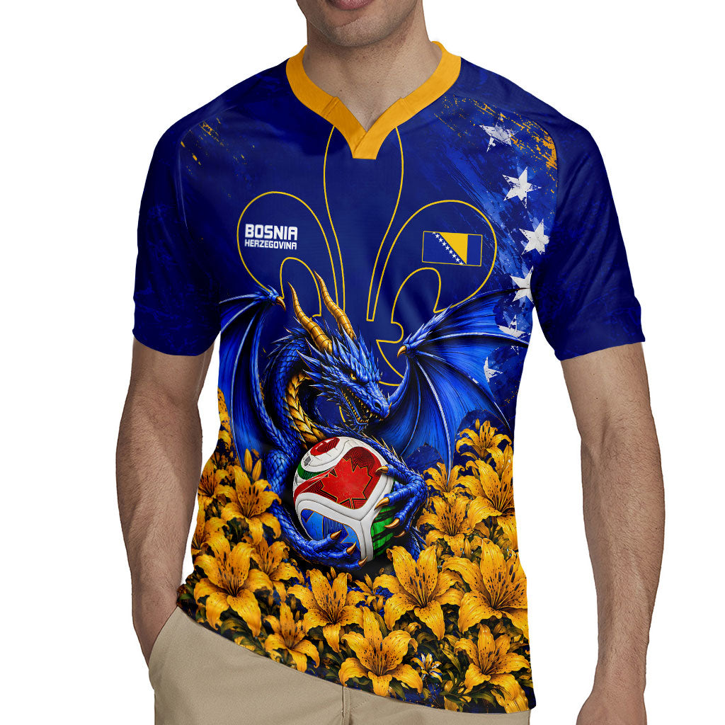Personalized Bosnia Herzegovina Dragon Soccer Rugby Jersey Football Golden Lily Bosnian Flag Cheering Fans