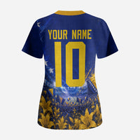 Personalized Bosnia Herzegovina Dragon Soccer Scrub Top Football Golden Lily Bosnian Flag Cheering Fans