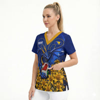 Personalized Bosnia Herzegovina Dragon Soccer Scrub Top Football Golden Lily Bosnian Flag Cheering Fans