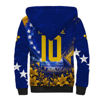 Personalized Bosnia Herzegovina Dragon Soccer Sherpa Hoodie Football Golden Lily Bosnian Flag Cheering Fans