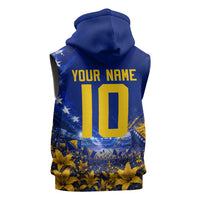 Personalized Bosnia Herzegovina Dragon Soccer Sleeveless Hoodie Football Golden Lily Bosnian Flag Cheering Fans