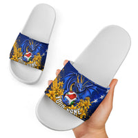 Personalized Bosnia Herzegovina Dragon Soccer Slide Sandals Football Golden Lily Bosnian Flag Cheering Fans