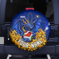Personalized Bosnia Herzegovina Dragon Soccer Spare Tire Cover Football Golden Lily Bosnian Flag Cheering Fans