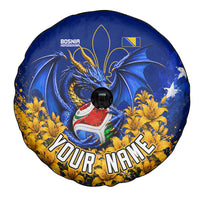 Personalized Bosnia Herzegovina Dragon Soccer Spare Tire Cover Football Golden Lily Bosnian Flag Cheering Fans