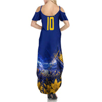 Personalized Bosnia Herzegovina Dragon Soccer Summer Maxi Dress Football Golden Lily Bosnian Flag Cheering Fans