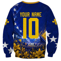 Personalized Bosnia Herzegovina Dragon Soccer Sweatshirt Football Golden Lily Bosnian Flag Cheering Fans