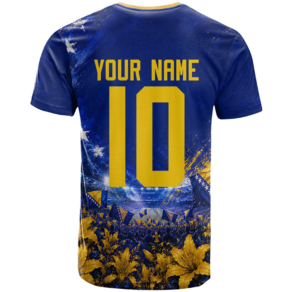 Personalized Bosnia Herzegovina Dragon Soccer T Shirt Football Golden Lily Bosnian Flag Cheering Fans