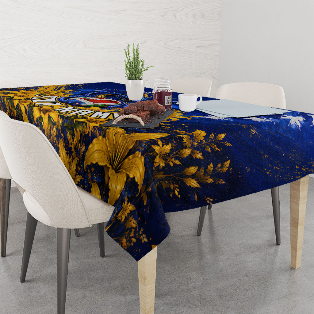 Personalized Bosnia Herzegovina Dragon Soccer Tablecloth Football Golden Lily Bosnian Flag Cheering Fans