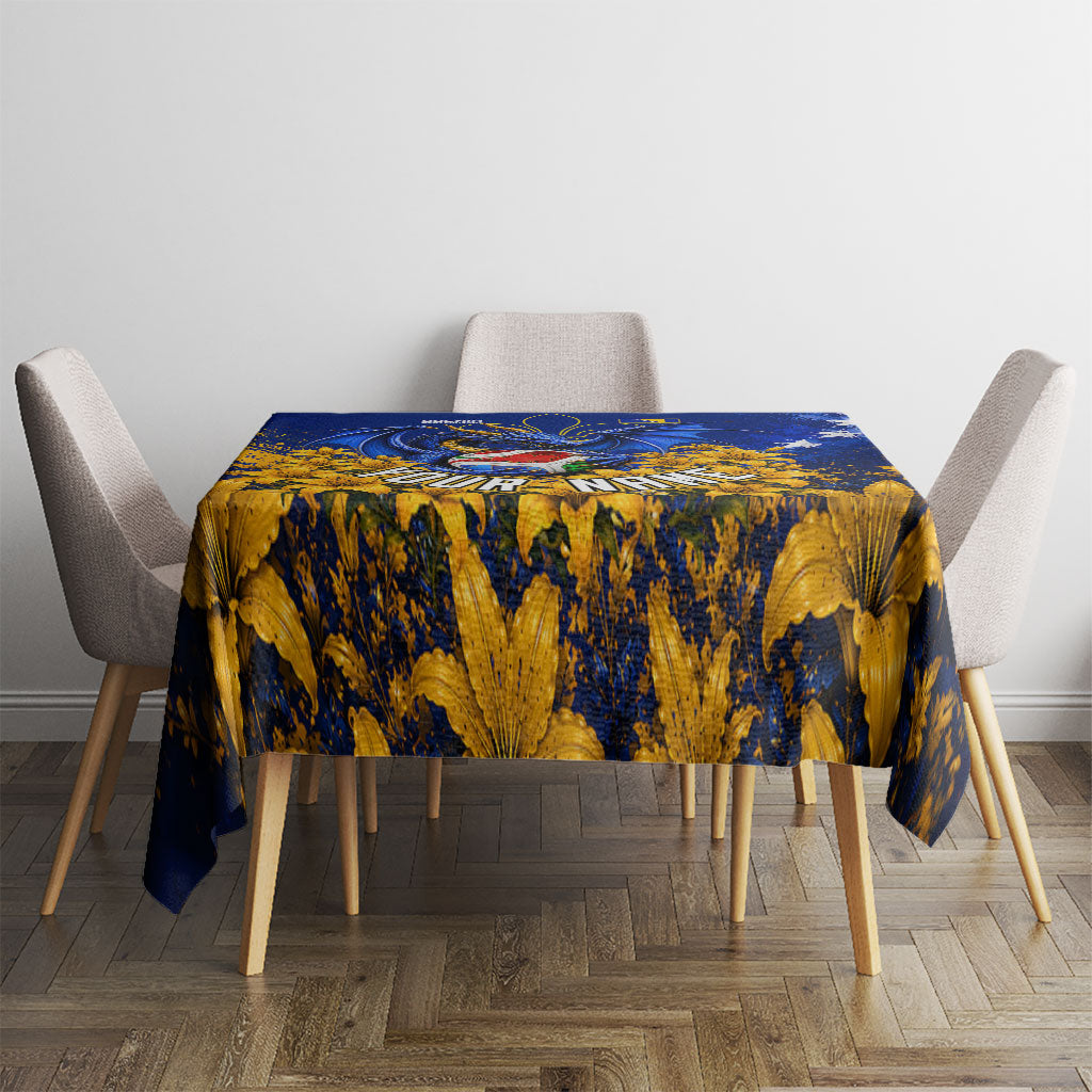 Personalized Bosnia Herzegovina Dragon Soccer Tablecloth Football Golden Lily Bosnian Flag Cheering Fans
