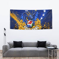 Personalized Bosnia Herzegovina Dragon Soccer Tapestry Football Golden Lily Bosnian Flag Cheering Fans
