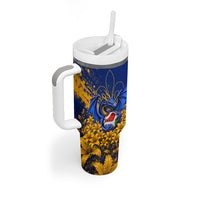 Personalized Bosnia Herzegovina Dragon Soccer Tumbler With Handle Football Golden Lily Bosnian Flag Cheering Fans