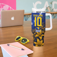 Personalized Bosnia Herzegovina Dragon Soccer Tumbler With Handle Football Golden Lily Bosnian Flag Cheering Fans