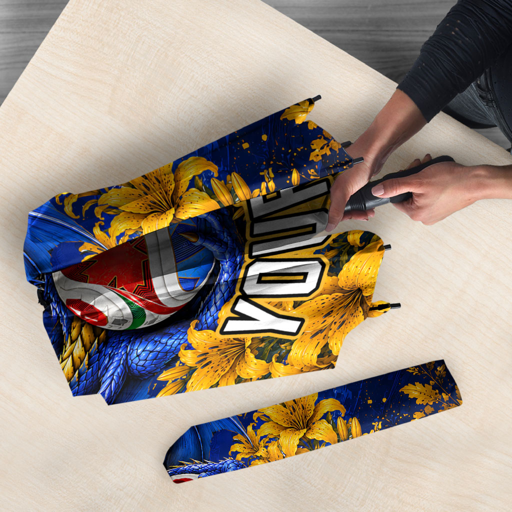 Personalized Bosnia Herzegovina Dragon Soccer Umbrella Football Golden Lily Bosnian Flag Cheering Fans