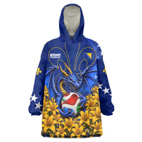 Personalized Bosnia Herzegovina Dragon Soccer Wearable Blanket Hoodie Football Golden Lily Bosnian Flag Cheering Fans