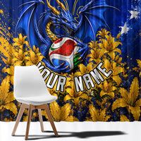 Personalized Bosnia Herzegovina Dragon Soccer Window Curtain Football Golden Lily Bosnian Flag Cheering Fans