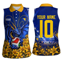 Personalized Bosnia Herzegovina Dragon Soccer Women Sleeveless Polo Shirt Football Golden Lily Bosnian Flag Cheering Fans