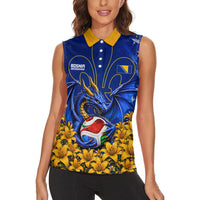 Personalized Bosnia Herzegovina Dragon Soccer Women Sleeveless Polo Shirt Football Golden Lily Bosnian Flag Cheering Fans