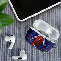 Personalized Scotland Red Lion Soccer AirPods Case Scottish Saltire Flag Purple Thistle Cheering Fans