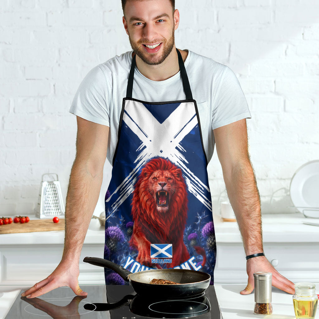 Personalized Scotland Red Lion Soccer Apron Scottish Saltire Flag Purple Thistle Cheering Fans