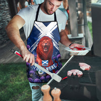 Personalized Scotland Red Lion Soccer Apron Scottish Saltire Flag Purple Thistle Cheering Fans