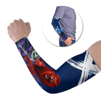 Personalized Scotland Red Lion Soccer Arm Sleeves Scottish Saltire Flag Purple Thistle Cheering Fans