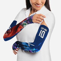 Personalized Scotland Red Lion Soccer Arm Sleeves Scottish Saltire Flag Purple Thistle Cheering Fans