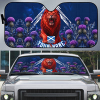 Personalized Scotland Red Lion Soccer Auto Sun Shade Scottish Saltire Flag Purple Thistle Cheering Fans