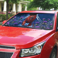 Personalized Scotland Red Lion Soccer Auto Sun Shade Scottish Saltire Flag Purple Thistle Cheering Fans