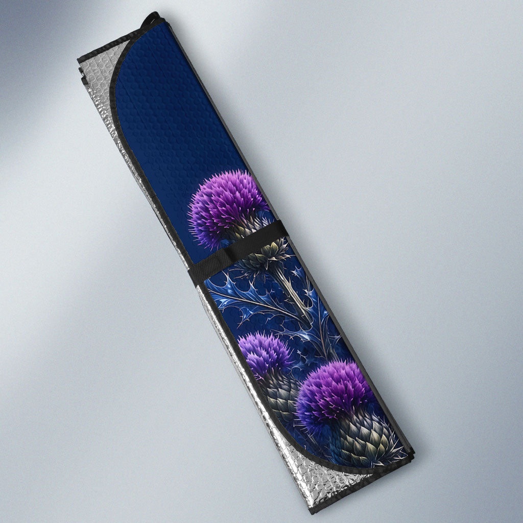 Personalized Scotland Red Lion Soccer Auto Sun Shade Scottish Saltire Flag Purple Thistle Cheering Fans