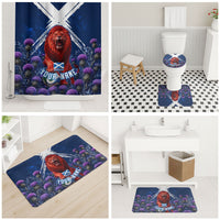 Personalized Scotland Red Lion Soccer Bathroom Set Scottish Saltire Flag Purple Thistle Cheering Fans