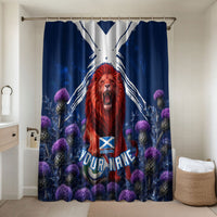 Personalized Scotland Red Lion Soccer Bathroom Set Scottish Saltire Flag Purple Thistle Cheering Fans