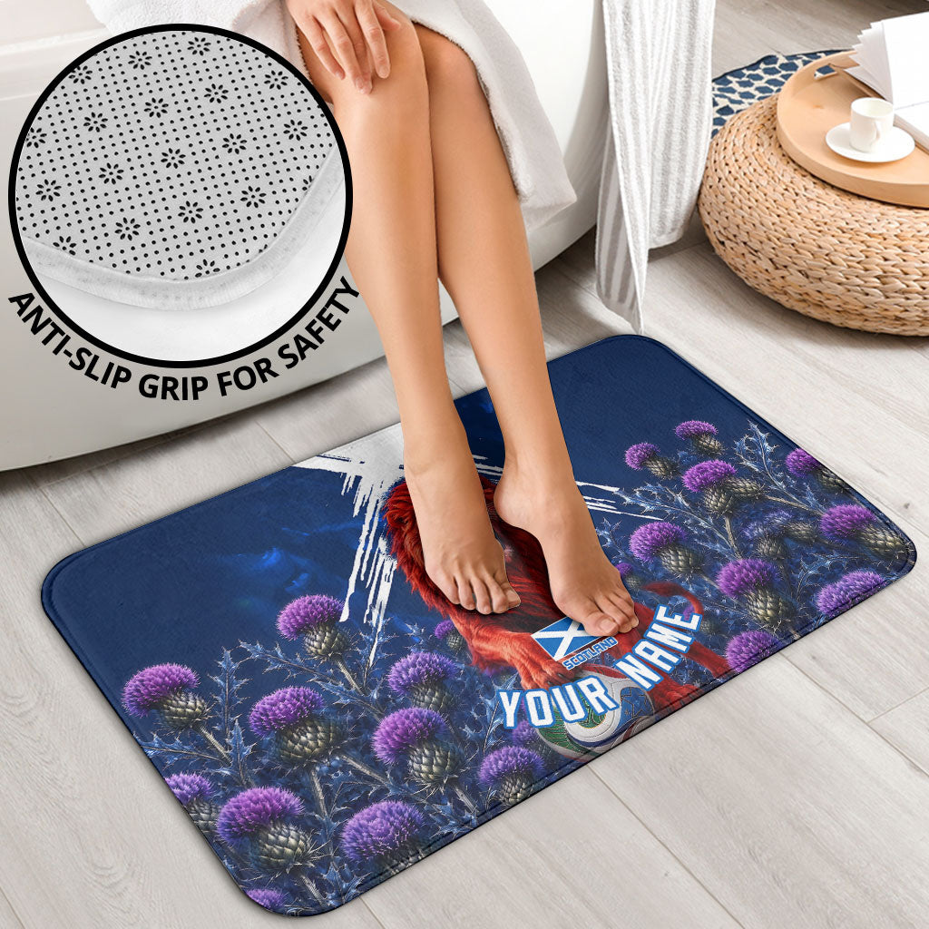 Personalized Scotland Red Lion Soccer Bathroom Set Scottish Saltire Flag Purple Thistle Cheering Fans