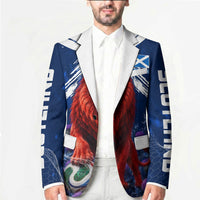 Personalized Scotland Red Lion Soccer Blazer Scottish Saltire Flag Purple Thistle Cheering Fans