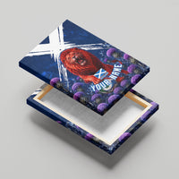 Personalized Scotland Red Lion Soccer Canvas Wall Art Scottish Saltire Flag Purple Thistle Cheering Fans