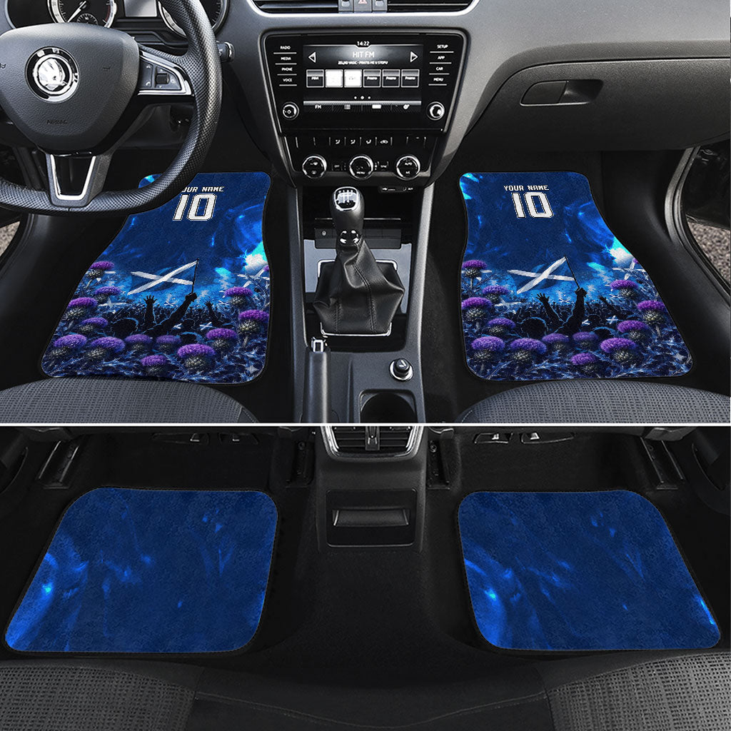 Personalized Scotland Red Lion Soccer Car Mats Scottish Saltire Flag Purple Thistle Cheering Fans