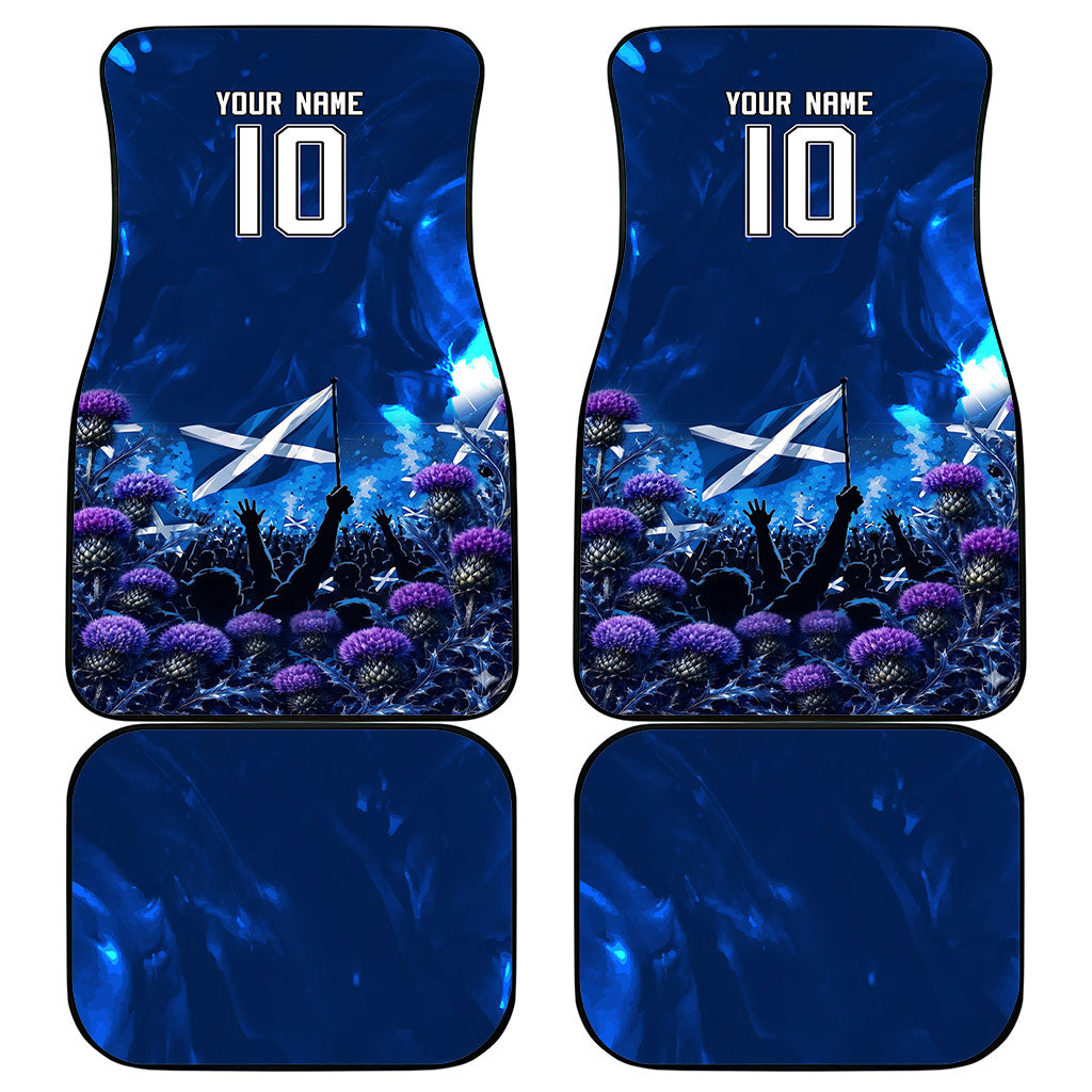 Personalized Scotland Red Lion Soccer Car Mats Scottish Saltire Flag Purple Thistle Cheering Fans