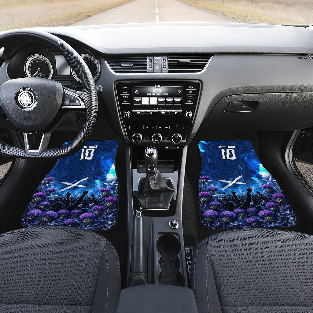 Personalized Scotland Red Lion Soccer Car Mats Scottish Saltire Flag Purple Thistle Cheering Fans