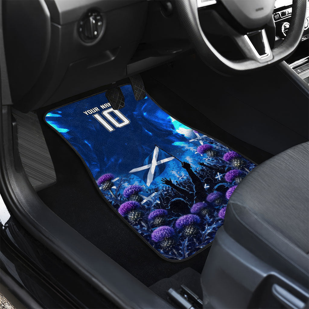Personalized Scotland Red Lion Soccer Car Mats Scottish Saltire Flag Purple Thistle Cheering Fans